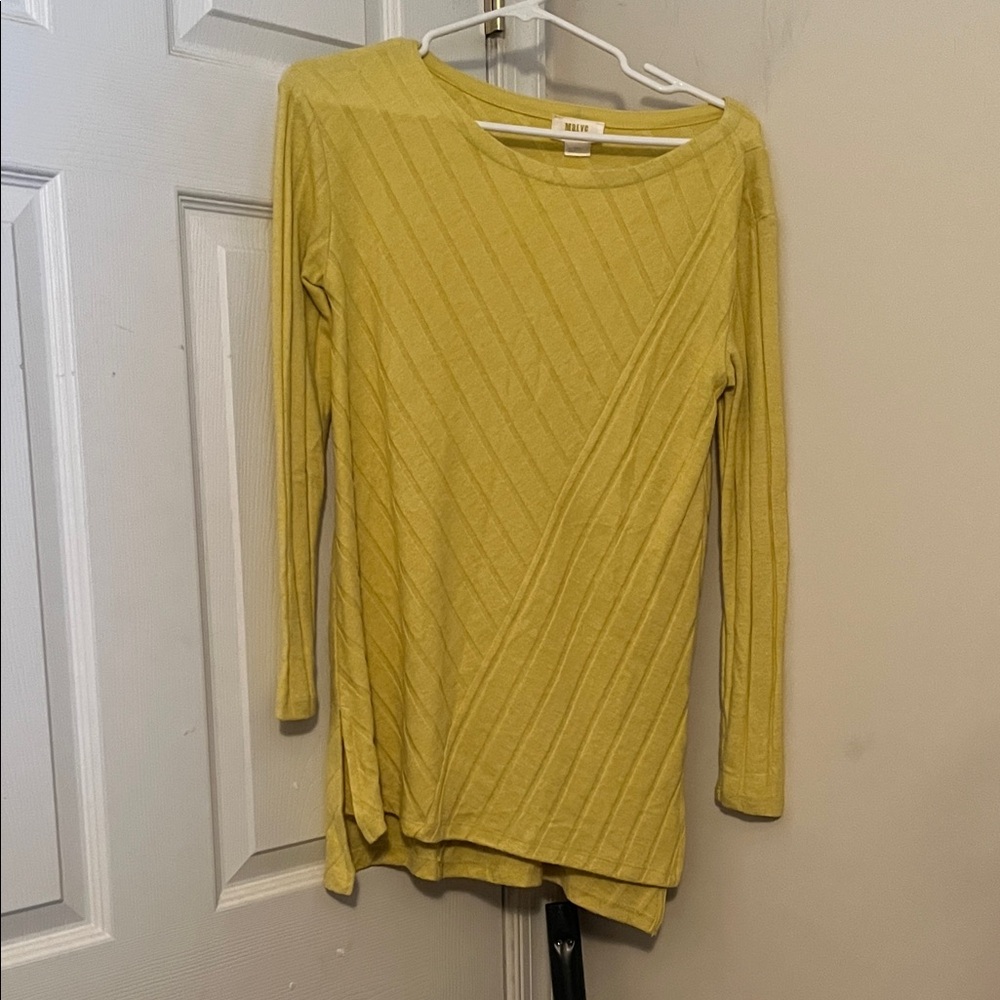 Anthropologie Yellow Ribbed Tunic Top